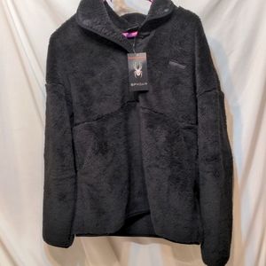 Spyder black fleece pull over jacket size large New with tags